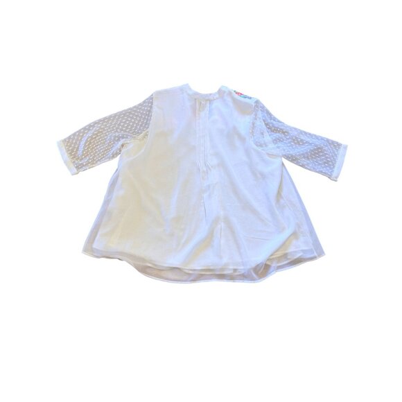 Denim 24/7 Ivory Embroidered Tunic Blouse With Sheer Sleeves Size 24W - Picture 7 of 9